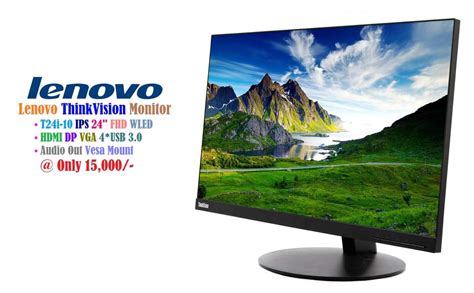 Lenovo Thinkvision 24″ Monitor T24i 10 Ips Fhd Display Wled Hdmi Dp Vga