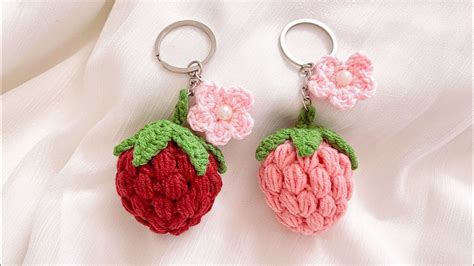 Very Beautiful Strawberry Keychain Crochet In Few Minutes Chaveiro De