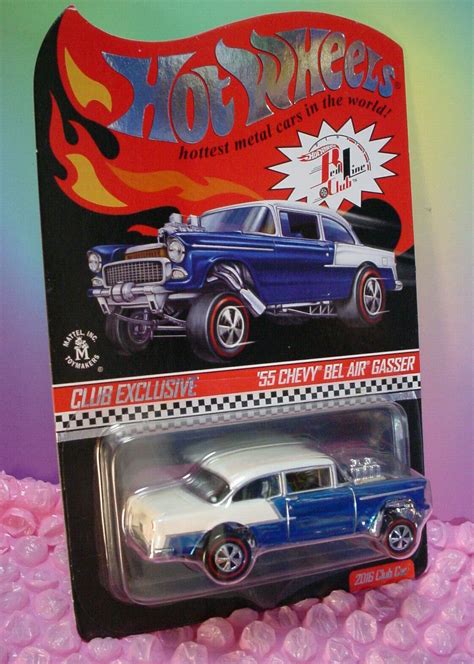 Hot Wheels Rlc Club Exclusive 55 Chevy Bel Air Gasser ☆blue☆w Button Ebay