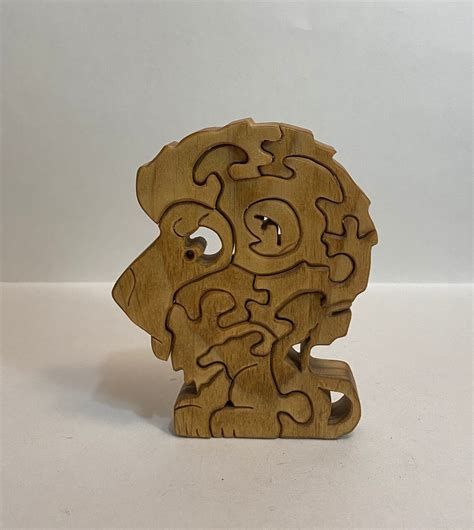 Wooden Lion Puzzle Etsy