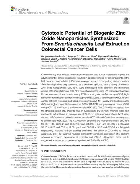 Pdf Cytotoxic Potential Of Biogenic Zinc Oxide Nanoparticles