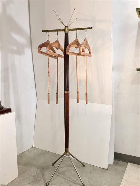 Sculptural Mid Century Modern Walnut And Brass Coat Stand At 1stdibs