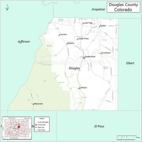 A Map Showing The Location Of Douglas County In Colorado And Other