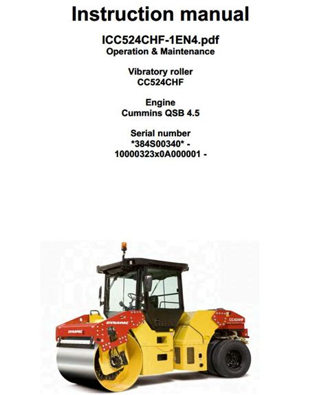 Dynapac Vibratory Roller Cc Chf Operation Maintenance Parts Manual