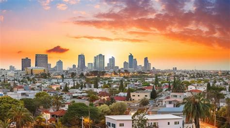 Tel aviv skyline cityscape image of tel aviv israel in sunset | Premium ...