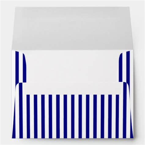 Navy Blue White Stripes And Anchor Nautical Wedding Envelope Zazzle