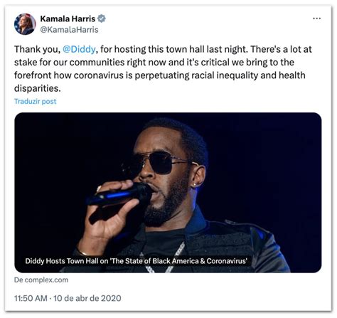 Internautas Resgatam Post De Kamala Em Apoio A Diddy