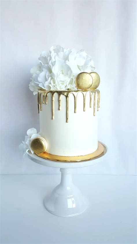 White And Gold Drip White Birthday Cakes Drip Cakes Cake