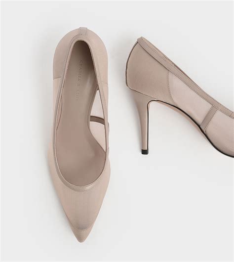 Buy Charles Keith Mesh Stiletto Pumps Nude In Nude 6thStreet Qatar