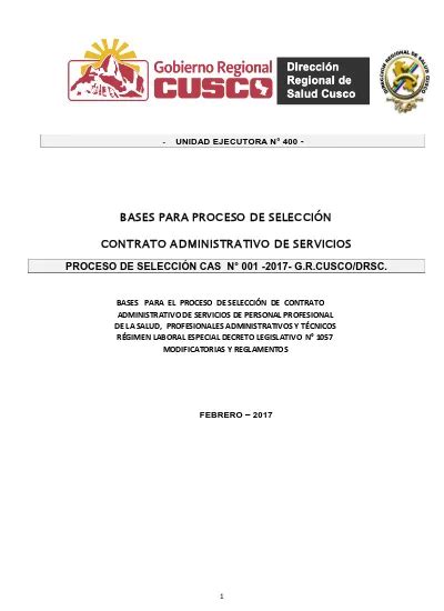 BASES PARA PROCESO DE SELECCIÓN CONTRATO ADMINISTRATIVO DE SERVICIOS