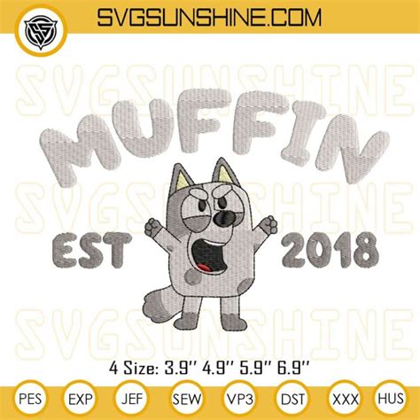 Muffin Heeler Embroidery Design Muffin Est 2018 Machine Embroidery Designs