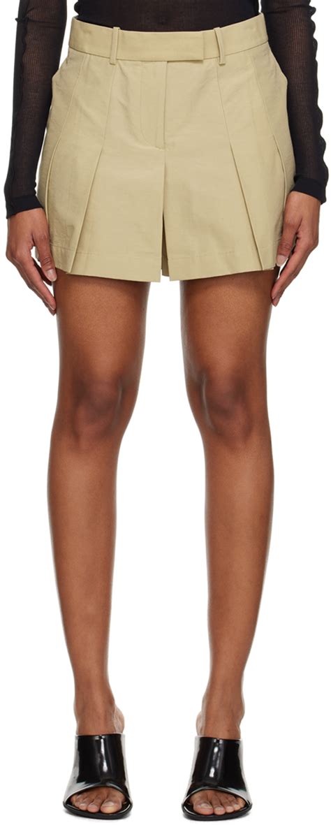 Tan Pleated Skort By Helmut Lang On Sale