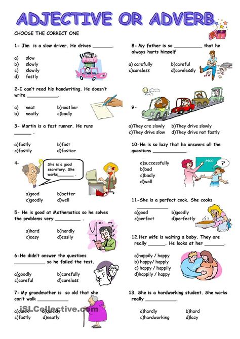 Worksheet Adjectives And Adverbs Adjective Adjectives Adverb