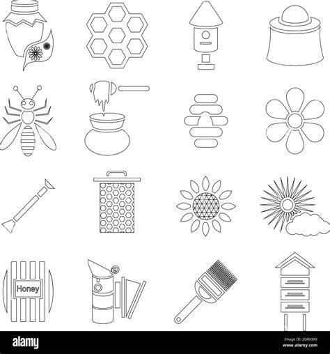 Apiary Icons Set Outline Style Stock Vector Image And Art Alamy