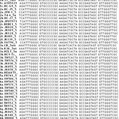 Multiple Alignments Of HCV REFSEQ Sequences Against Our Sequence HCV