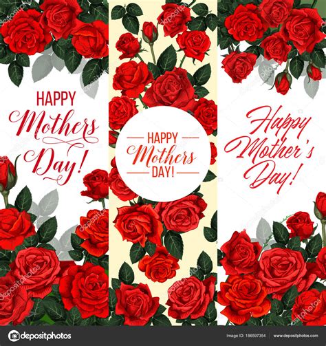 Mother Day Holiday Greeting Card With Rose Flower Stock Vector Image By ©seamartini 186597354