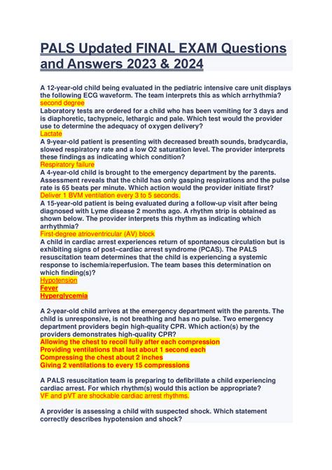 Pals Written Exam Answers