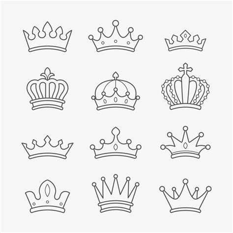 Crown Outline Icon Set 9363482 Vector Art At Vecteezy