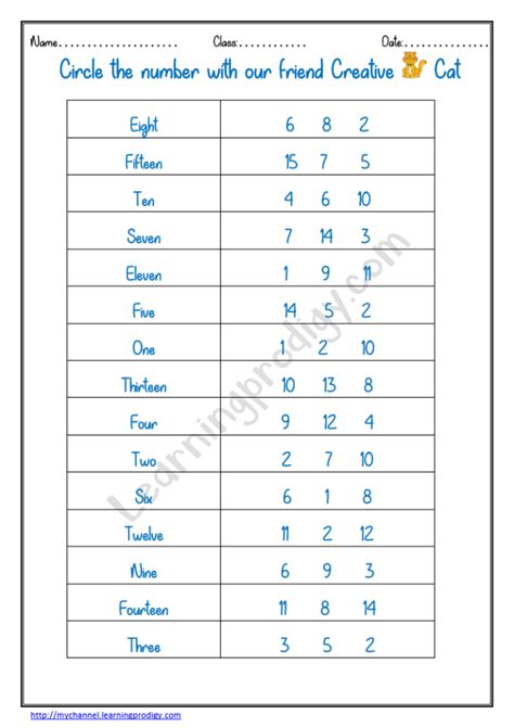 Free Printable Math Worksheet Circle The Numbers Learningprodigy