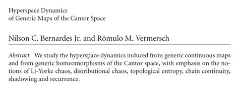 hyperspace dynamics  generic maps   cantor space