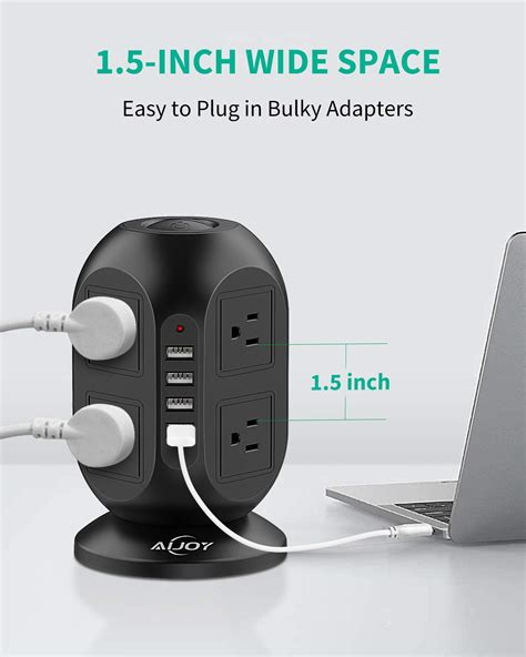 Power Strip Tower With USB Ports AiJoy Surge Protector Power Strip