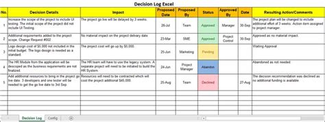 Decision Log Excel Template