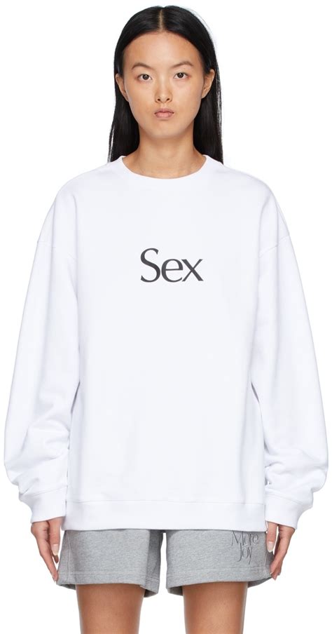 More Joy White Cotton Sex Sweatshirt More Joy