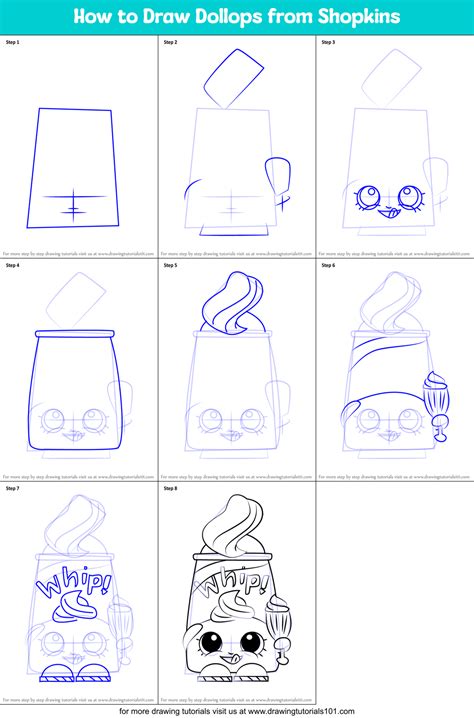 How To Draw Dollops From Shopkins Printable Step By Step Drawing Sheet