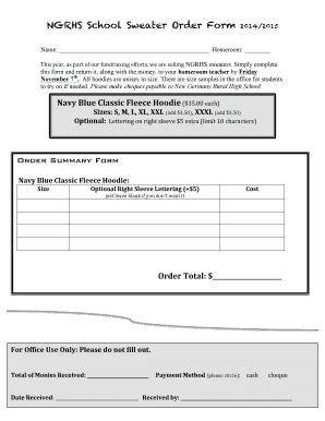 Fillable Online Ngrhs Ednet Ns Ngrhs School Clothing Order Form Ngrhs