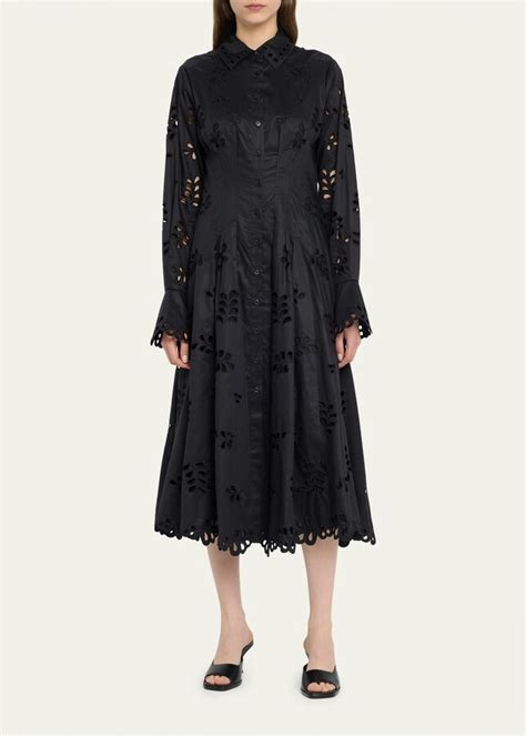 SIMKHAI Eda Pintuck Cotton Broderie Midi Shirtdress ShopStyle