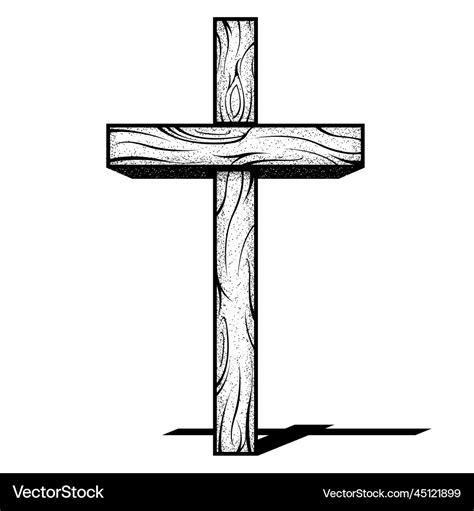 Wooden Cross And Shadow On Golgotha Crucifix Vector Image