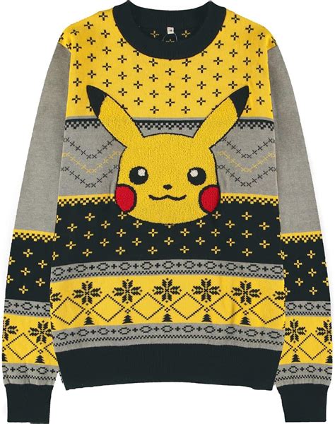 Pokemon Christmas Jumper Pick Pikachu Official Unisex Yellow Size L Clothing