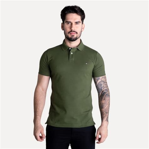 Camisa Polo Tommy Hilfiger Verde Musgo Calçados Roupas E Bolsas