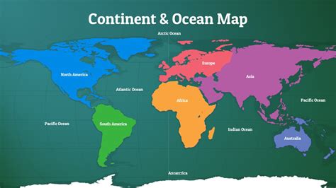 continents  oceans   world map