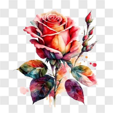 Descarga Pintura De Acuarela De Una Rosa Roja Png En L Nea Creative