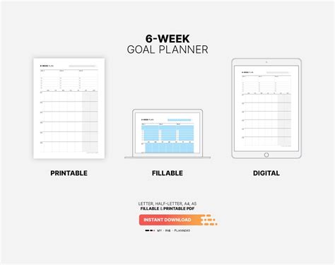 6-week Goal Planner, Fillable Work & Productivity Tracker Calendar, Organization Dashboard ...