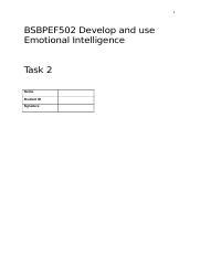 BSBPEF502 Develop And Use Emotional Intelligence Task 2 Docx 1