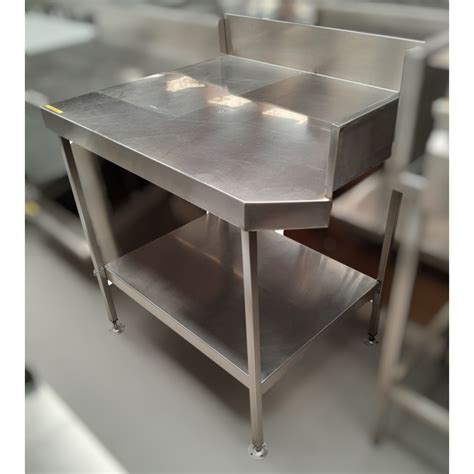 Used Custom Made Stainless Steel 1m Wide Corner Bench With Splashback