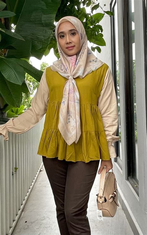 Jual Blouse Ibagyou Clothing Official Kyoka Olive Nude HIJUP