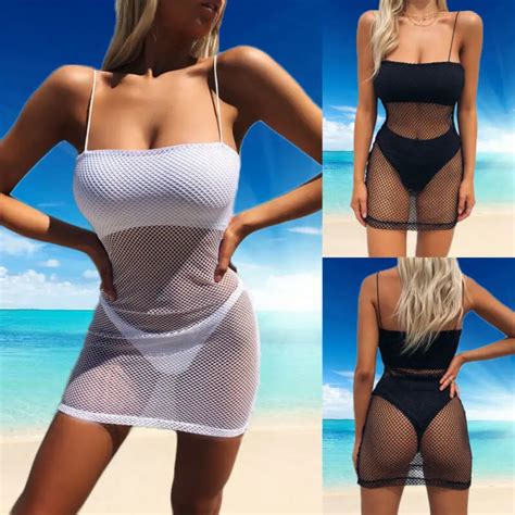 Sexy Women Fishnet Mesh Bikini Cover Up Swimwear Beach Dress Summer