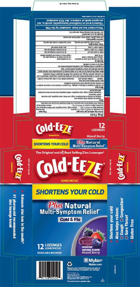 Cold Eeze Plus Natural Multi Symptom Relief Zinc Gluconate Sambucus