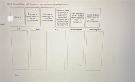 Solved Match The Organisms With The Correct Mechanism Of Sex Chegg