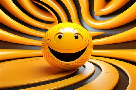 Premium AI Image | a smiley face on a yellow ball in an abstract background