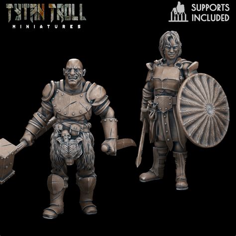 3d Printable Dnd Heroes Goliath Fighters Pre Supported By Tytantroll