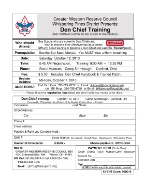 Fillable Online Den Chief Training Doubleknot Fax Email Print PdfFiller