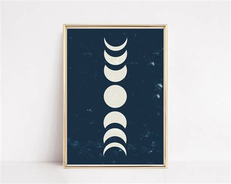 Moon Phases Print Moon Phase Poster Moon Phase Wall Art Etsy