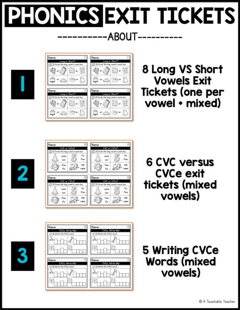 Phonics Exit Tickets The CVCe And Long Vowels Edition A Teachable