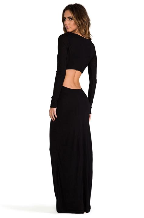 Pencey Standard Exclusive Long Sleeve Open Back Maxi Dress In Black Revolve