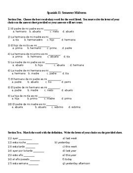 Spanish 2 Semester Final Exam by Senor Muth | Teachers Pay Teachers