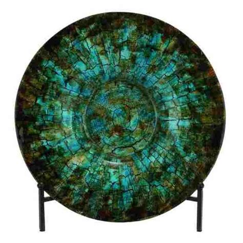 This Decorative Charger Is Made From Stunning Glass And Features A Cool Blue And Green Jewel